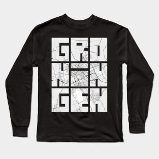 Groningen, Netherlands City Map Typography - Light Long Sleeve T-Shirt